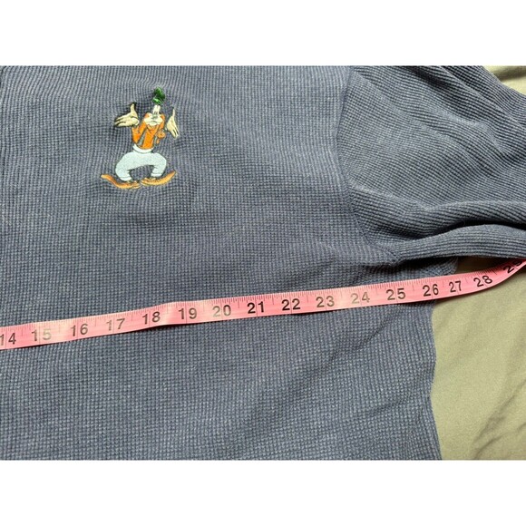 Vtg Men’s XXL 90’s Disney Goofy Thermal Henley Embroidered Navy Blue Vintage - Picture 8 of 13